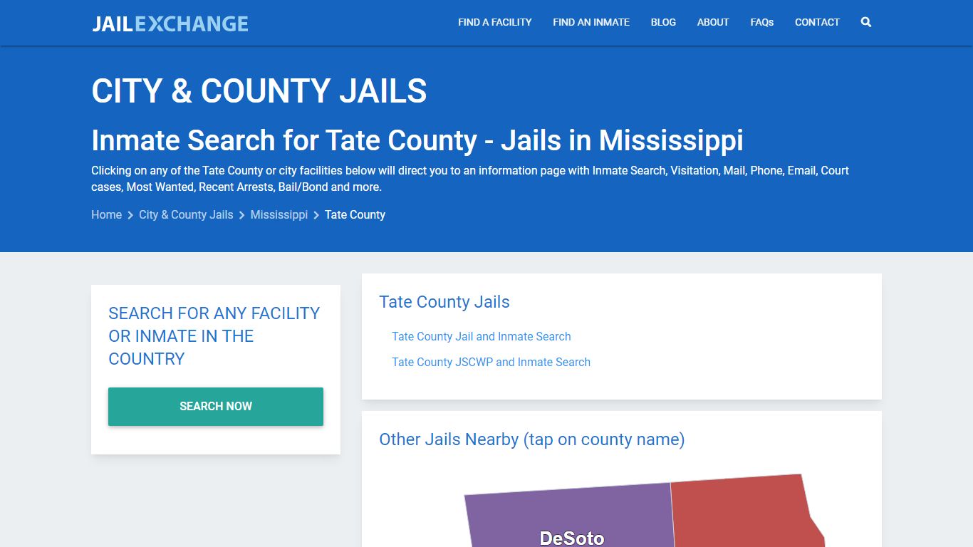 Inmate Search for Tate County | Jails in Mississippi - Jail Exchange